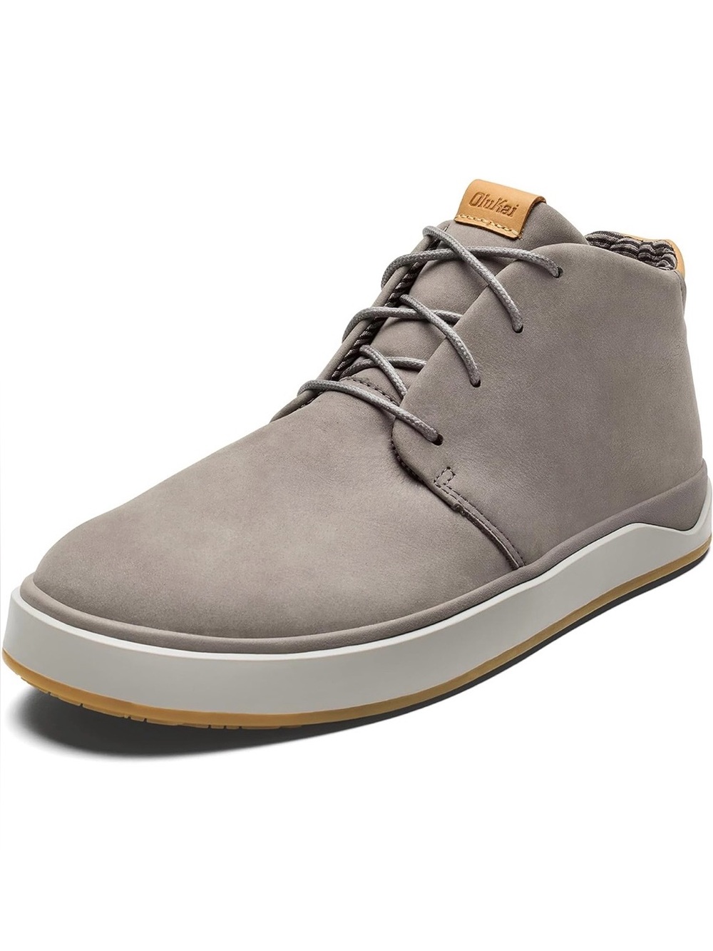 OluKai • Men's Graphite Gray Chukka Waterproof Ankle Boot with Tan Accents